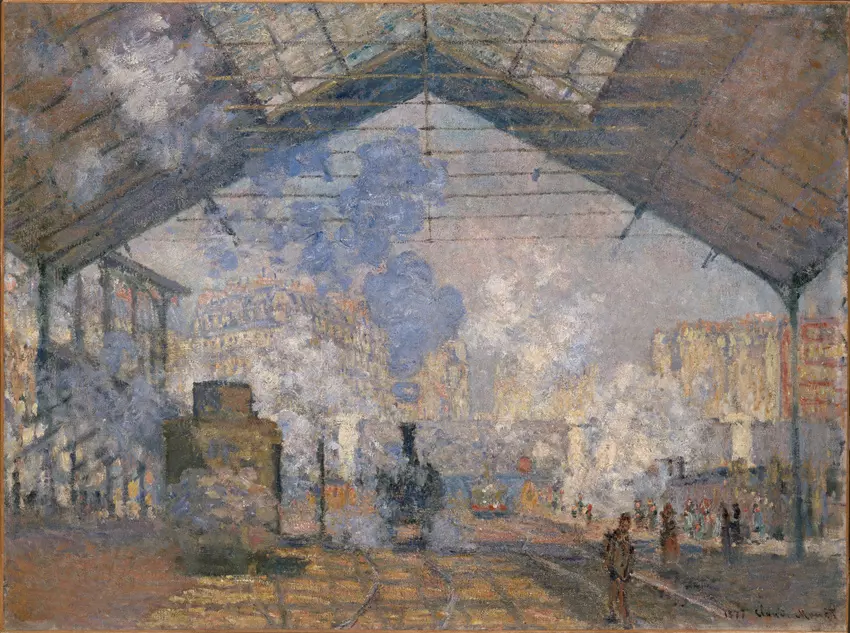 La Gare Saint-Lazare de Claude Monet, verrière et locomotives dans la vapeur, au musée d'Orsay