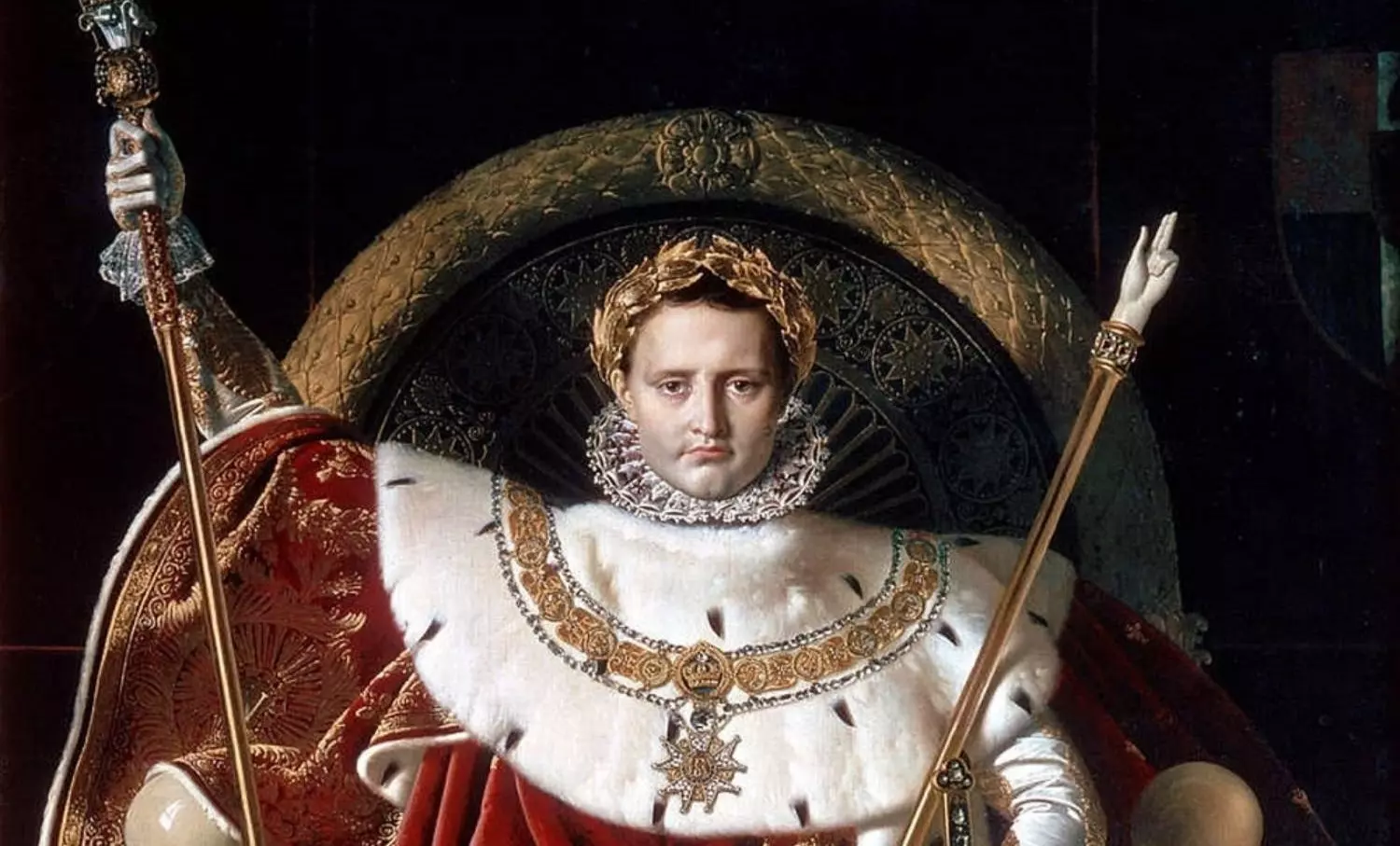 Napoleon I on his imperial throne, portrait in majesty by Ingres