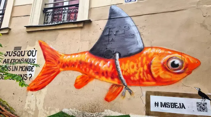 Une fresque de street art à Belleville
