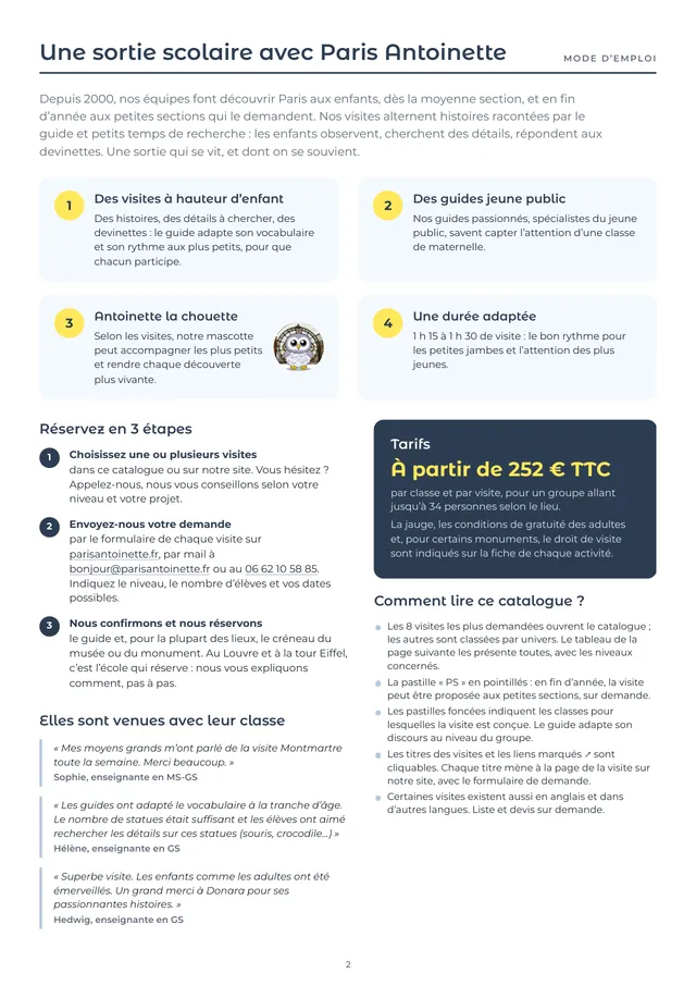 Catalogue maternelle : mode d'emploi, arguments et tarifs du catalogue maternelle
